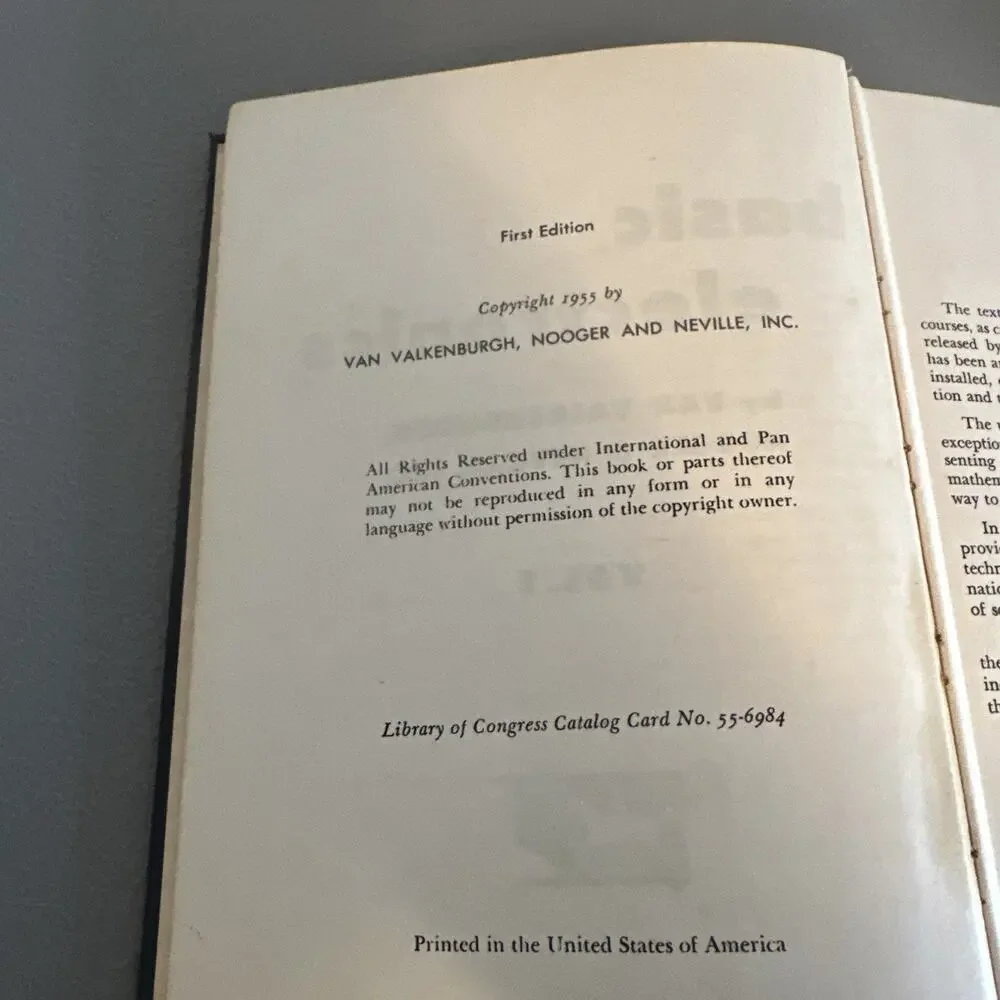 Vintage First Edition “Basic Electronics” 1-6 by Van Valkenbugh 1955 Copyright